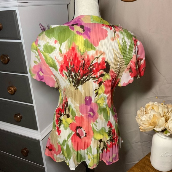 Ladies Floral Short Sleeve Blouse XL - Picture 5 of 8